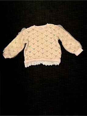 Size 3-4T Children's rainbow Pastel Mickey Mouse Print Long Sleeve Puff Sleeves